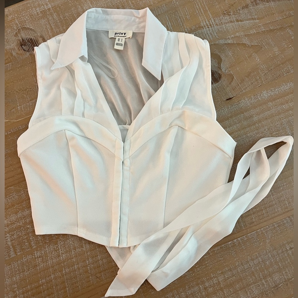 White cropped blouse